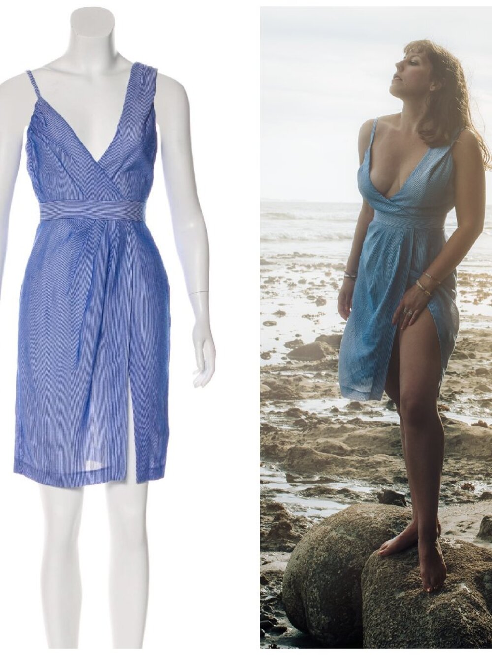 Abaete Knit Blue Striped Knit Mini Summer Dress 0 XS